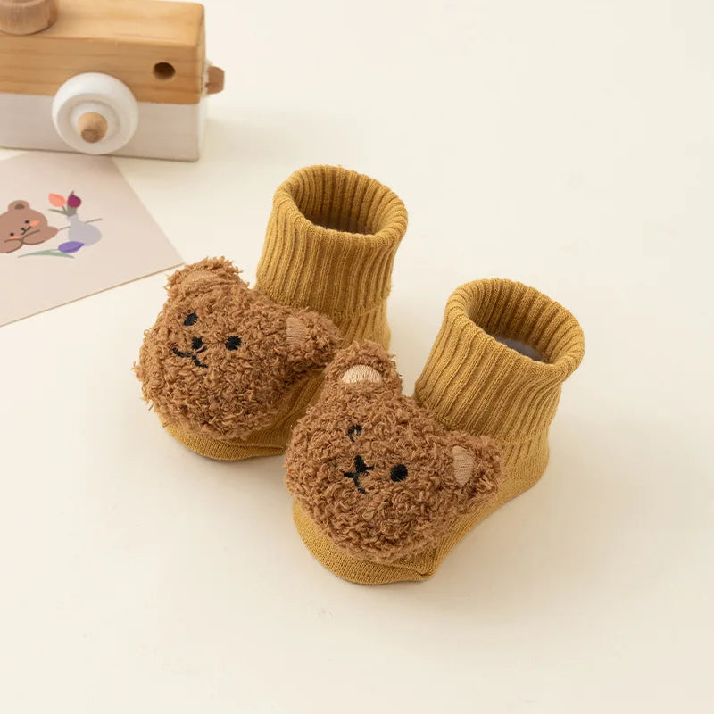 Bonito dos desenhos animados urso meias do bebê para meninos meninas primavera outono algodão macio anti deslizamento sola recém-nascido da criança meias crianças quentes socken