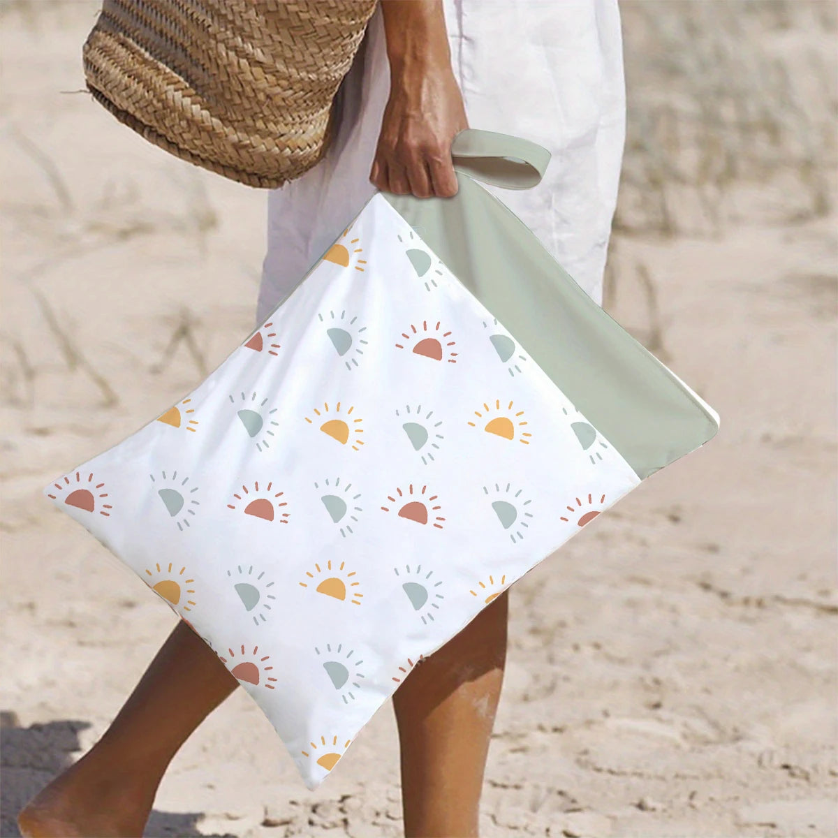 Bolsa molhada Happyflute para fraldas de bebê, bolsa de fraldas reutilizável à prova d'água com dois zíperes 30cm x 40cm