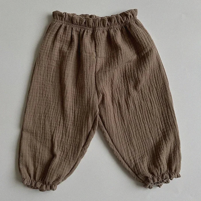 Calças de bebê de algodão orgânico recém-nascidos outono primavera verão inverno bonito impressão macia musselina roupas calças pantalons capris